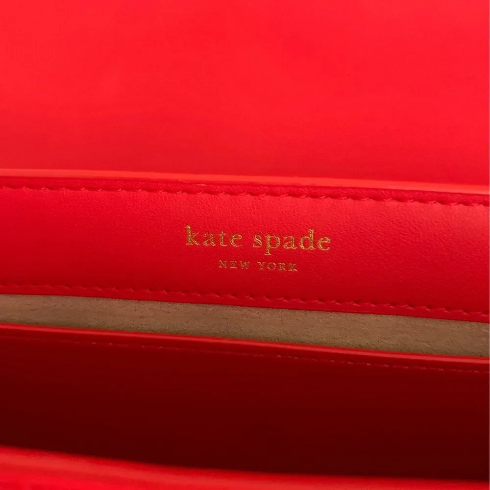 Kate Spade Grace Convertible Shoulder Bag Red Leather Small Flap Shoulder Bag - Picture 7 of 15